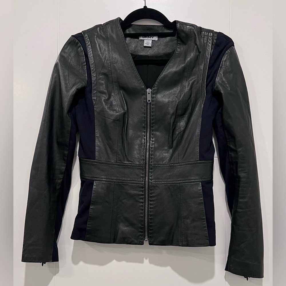 DKNY Black Lamb Leather Jacket - Size 2